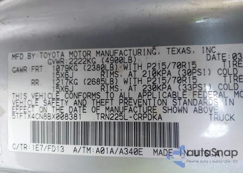 2011 Toyota Tacoma Access Cab from USA, damaged, VIN 5TFTX4CN8BX008381